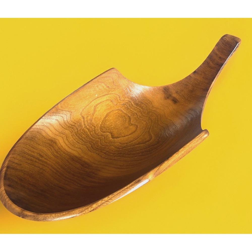 Vintage Adirondack Scoop Wood Bowl Auburn NY USA Mid Century Modern MCM